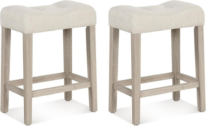 Goflame 24" Bar Stools Set of 2/4, Upholstered Counter Height Saddle Bar Stools