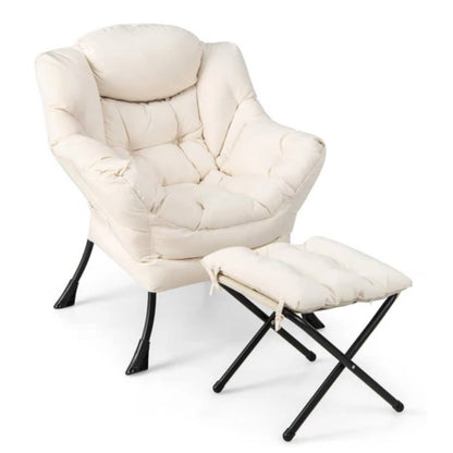 Goflame Modern Lazy Chair, Accent Contemporary Lounge Chair Polyester Fabric w/Steel Frame