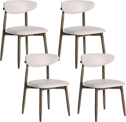 Goflame Wooden Dining Chairs Set of 2/4 with Curved Backrest & Solid Rubber Wood Legs