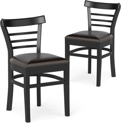 Goflame Wooden Dining Chairs Set PU Leather Upholstered Kitchen Chair w/Rubber Wood Legs