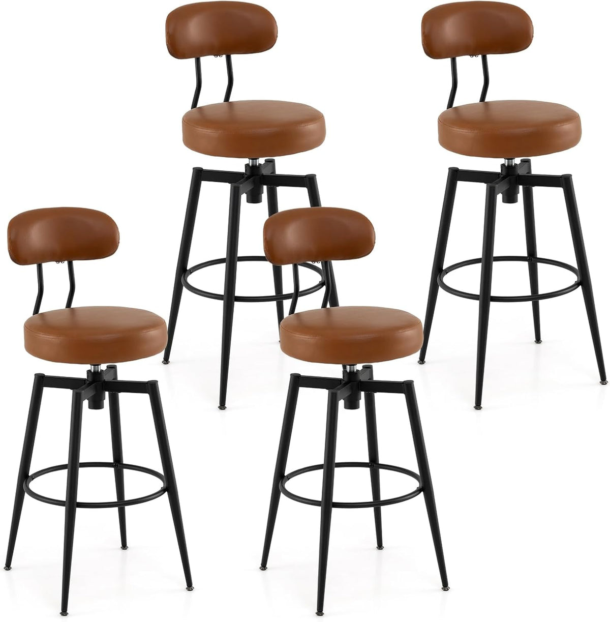 Goflame Swivel Barstools Set of 2/4 Faux Leather 31 Inch Bar Height Stools w/Upholstered Seat & Back