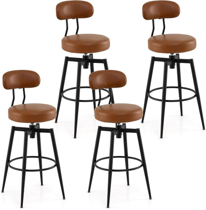 Goflame Swivel Barstools Set of 2/4 Faux Leather 31 Inch Bar Height Stools w/Upholstered Seat & Back