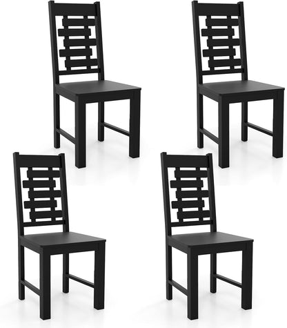 Goflame Wooden Dining Chairs Set 100% Solid Rubber Wood Kitchen Chair with High & Tilted Backrest