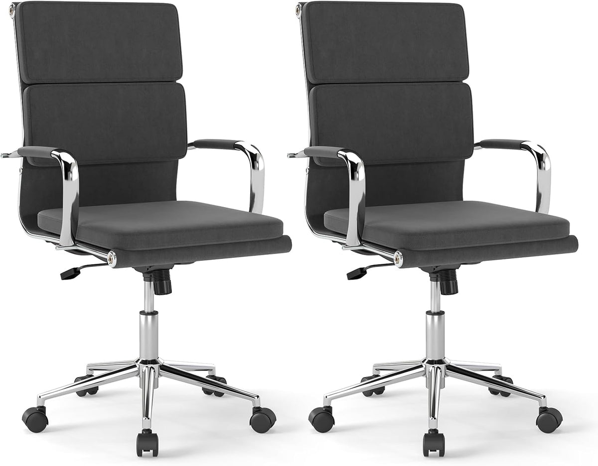Goflame Ergonomic Office Chair Mid Back Fabric Desk Chair with Armrest