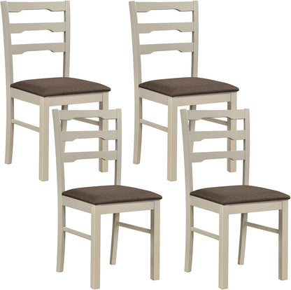 Goflame Wood Farmhouse Upholstered Kitchen Chairs with Ladder Back Design (2/4)
