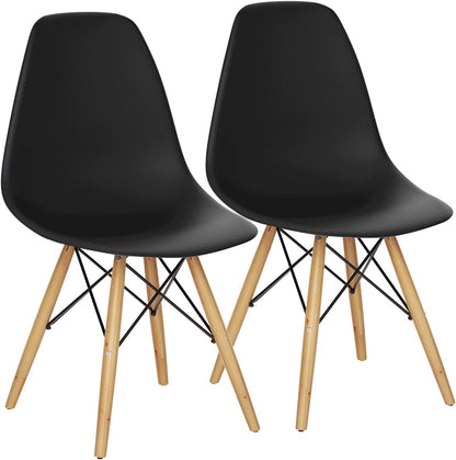 Goflame Dining DSW Chairs with Linen Cushion, Modern Mid Century Shell Chairs w/ Wood Legs