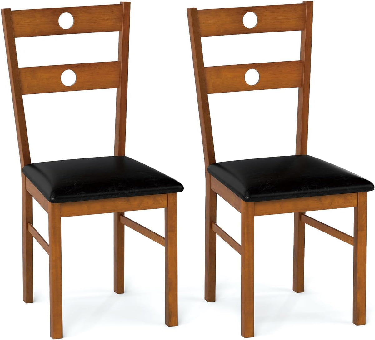 Goflame PU Leather Upholstered Kitchen Chairs w/Hollowed Backrest & Padded Seat