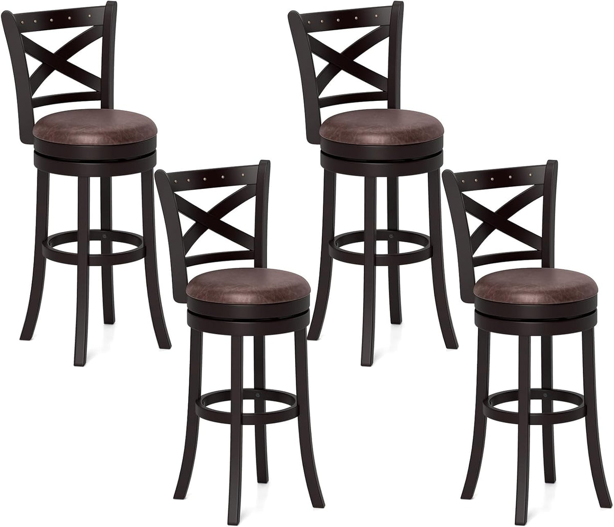 Goflame 30" Swivel Bar Stools with Footrest & Rubber Wood Frame