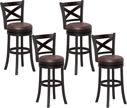 Goflame 30" Swivel Bar Stools with Footrest & Rubber Wood Frame