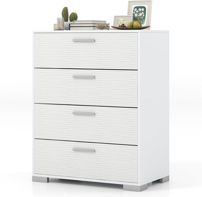 Goflame Storage Cabinet with 4 Drawers, Metal Legs & Handles, Anti-Toppling Devices, Tall Cabinet