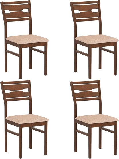 Goflame Wooden Dining Chairs Set of 2/4 Fabric Upholstered Kitchen Armless Chairs