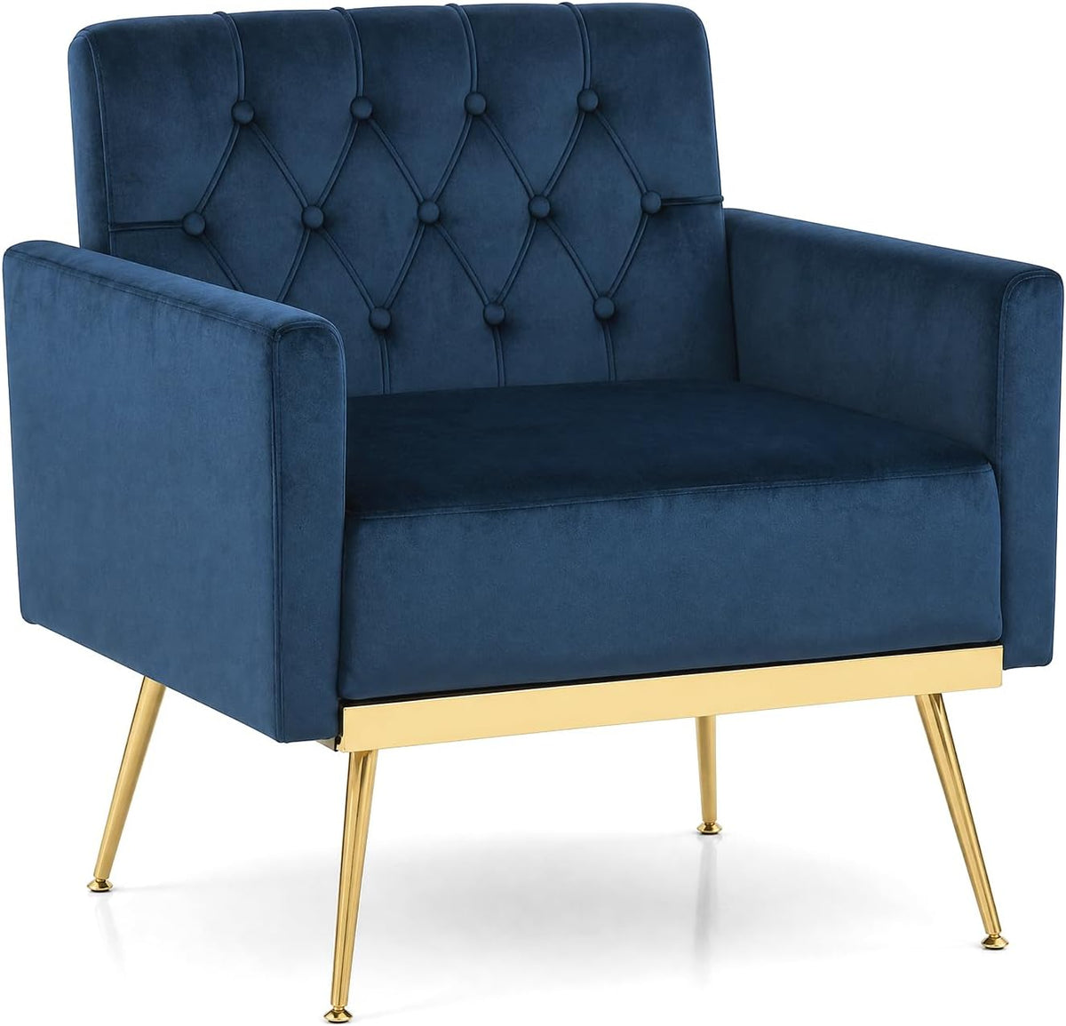 Goflame Modern Velvet Accent Chair Set of 1/2, Mid-Century Upholstered Single Sofa Chair w/Button Tufted Back