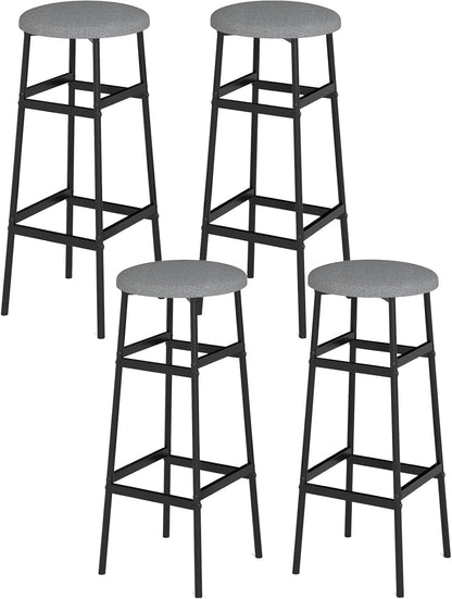 Goflame 29 Inch Bar Stools Set of 2/4 Upholstered Round Backless Bar Height Chairs with Sturdy Metal Frame and Footrest