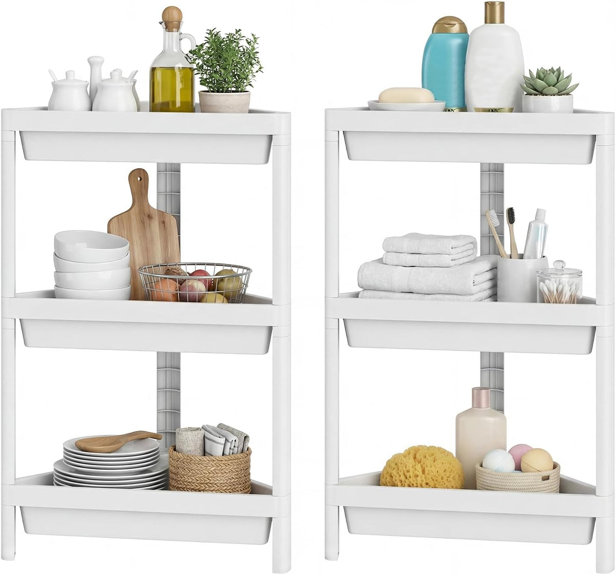 Goflame 3-Tier Corner Shower Caddy 2-Pack with Detachable Design
