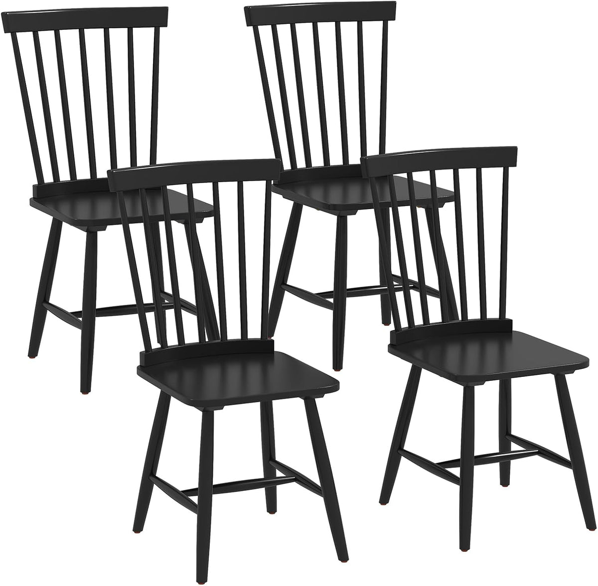 Goflame Windsor Dining Chairs Set of 2/4 Black, w/Wide Seat & Spindle Back, Max Load 400 Lbs