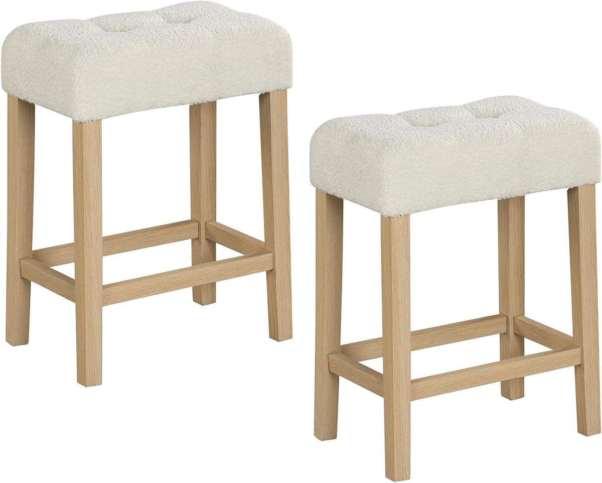 Goflame Sherpa Bar Stools, 24" Counter Height Kitchen Bar Stools with Cushioned Seat
