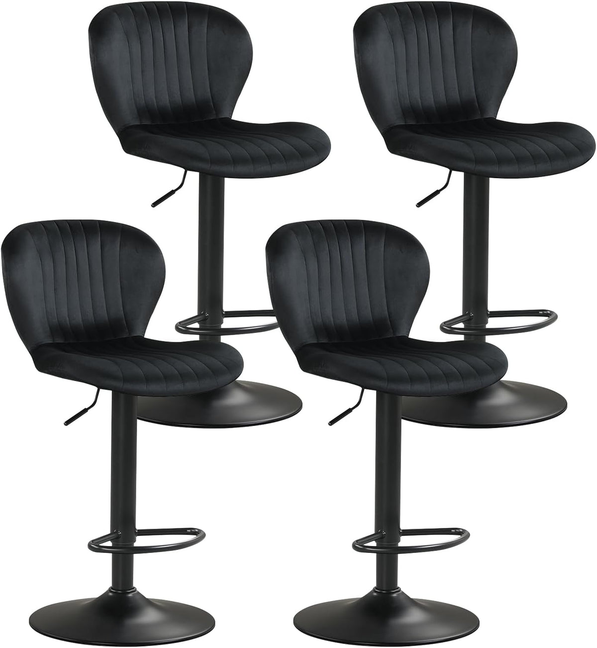 Goflame Bar Stools Set of 2/4 | Adjustable Counter Height Chairs with Velvet Upholstered Backrests