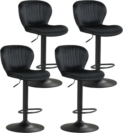 Goflame Bar Stools Set of 2/4 | Adjustable Counter Height Chairs with Velvet Upholstered Backrests