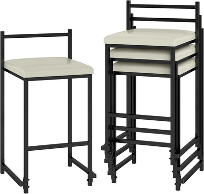 Goflame 26 Inch Modern Metal Bar Stools Set of 2/4 Armless Bar Chairs with Low Back