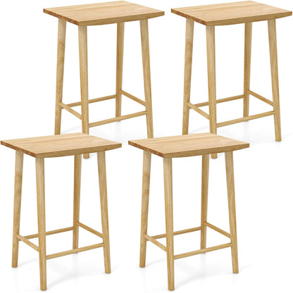Goflame 25.5" Wooden Bar Stools Set of 2/4, Farmhouse Backless Counter Height Bar Stools with Footrest