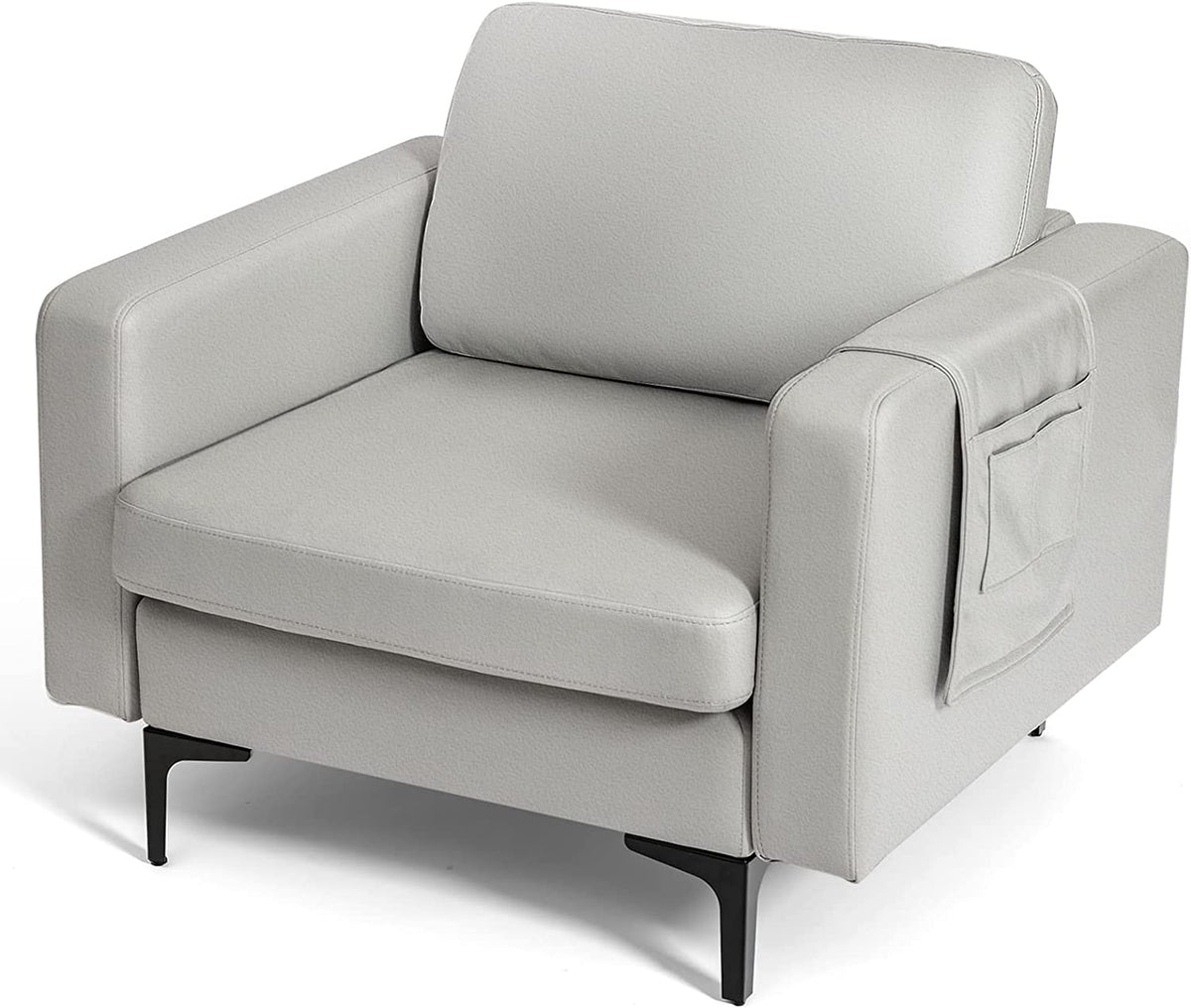 Goflame Modern Accent Chair w/Comfy Thick Cushion, Magazine Pockets
