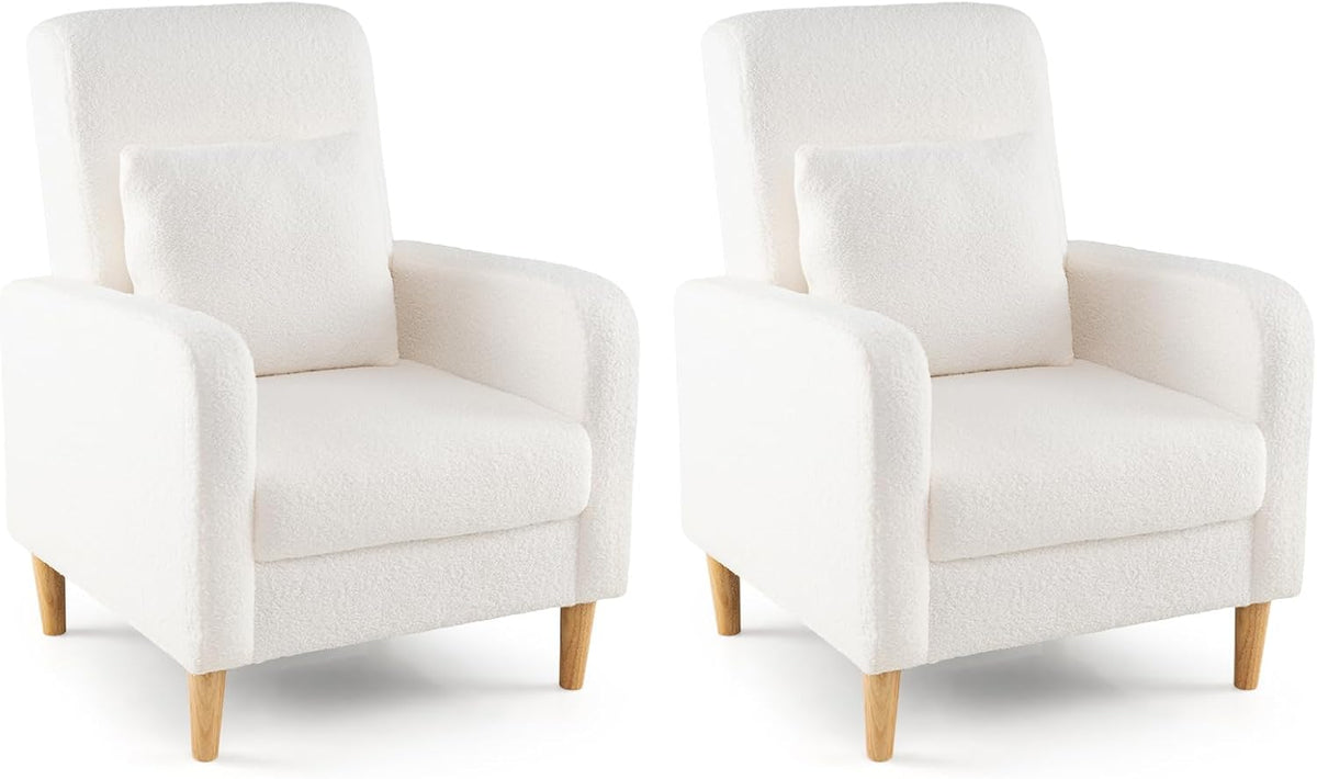 Goflame Modern Accent Chair with Lumbar Pillow Teddy Fleece Cover
