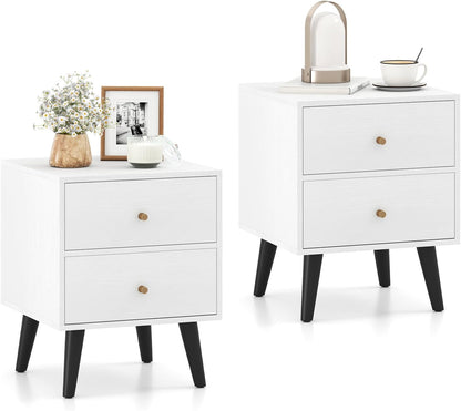Goflame Night Stand with 2 Drawers Mid Century Modern Bedside Table
