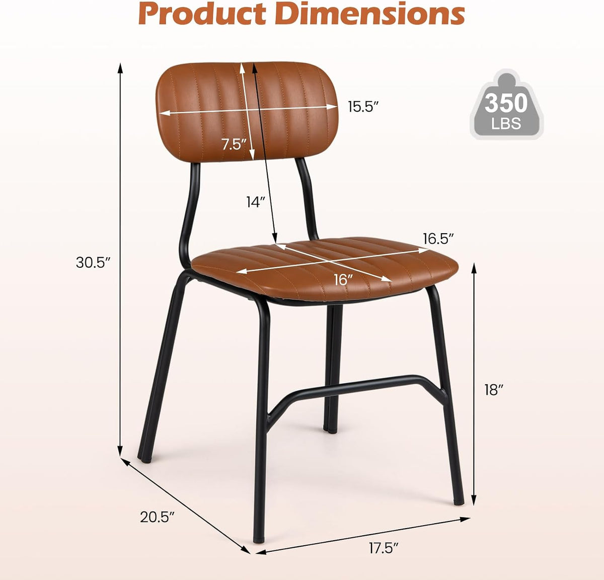 Goflame Metal Dining Chairs PU Leather Upholstered Kitchen Chairs | Modern Dining Room Chair w