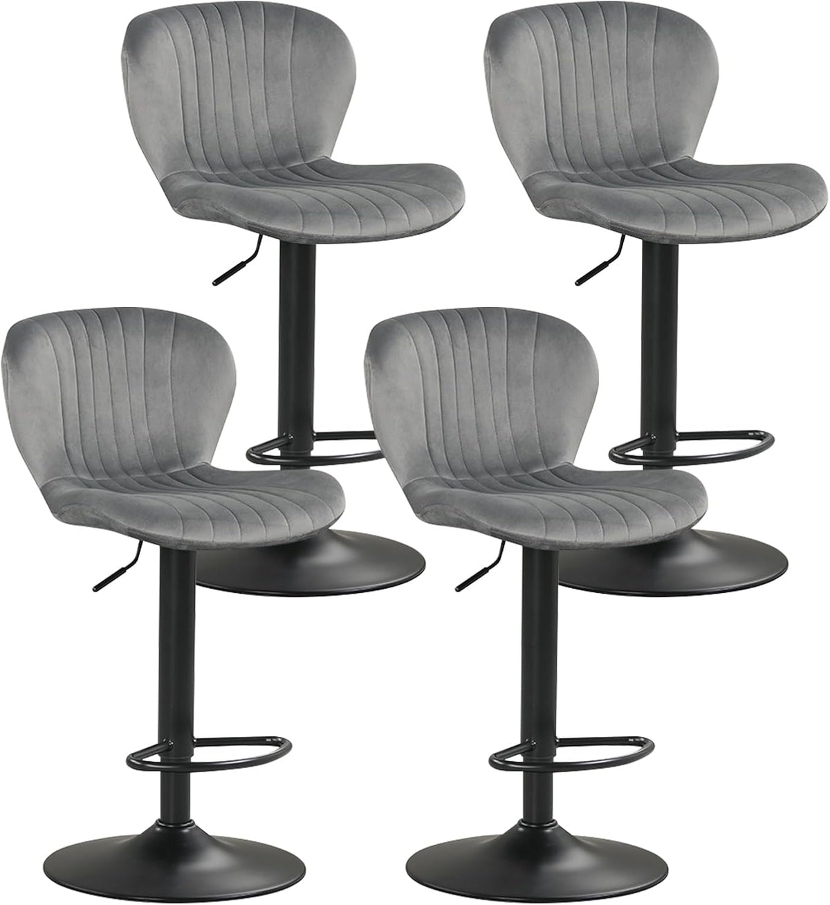 Goflame Bar Stools Set of 2/4 | Adjustable Counter Height Chairs with Velvet Upholstered Backrests
