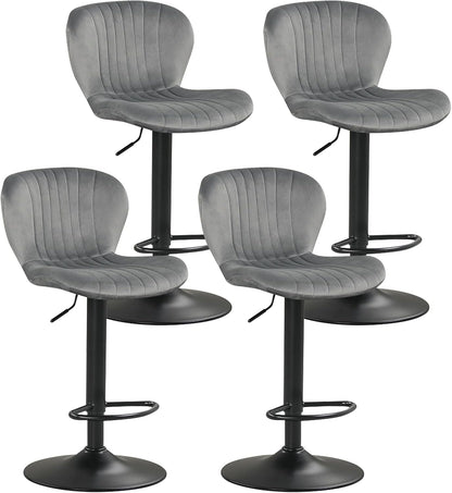 Goflame Bar Stools Set of 2/4 | Adjustable Counter Height Chairs with Velvet Upholstered Backrests