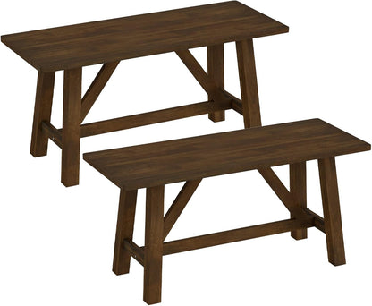 Goflame 38" Wooden Dining Bench Farmhouse Entryway Bench with Rubber Wood Frame