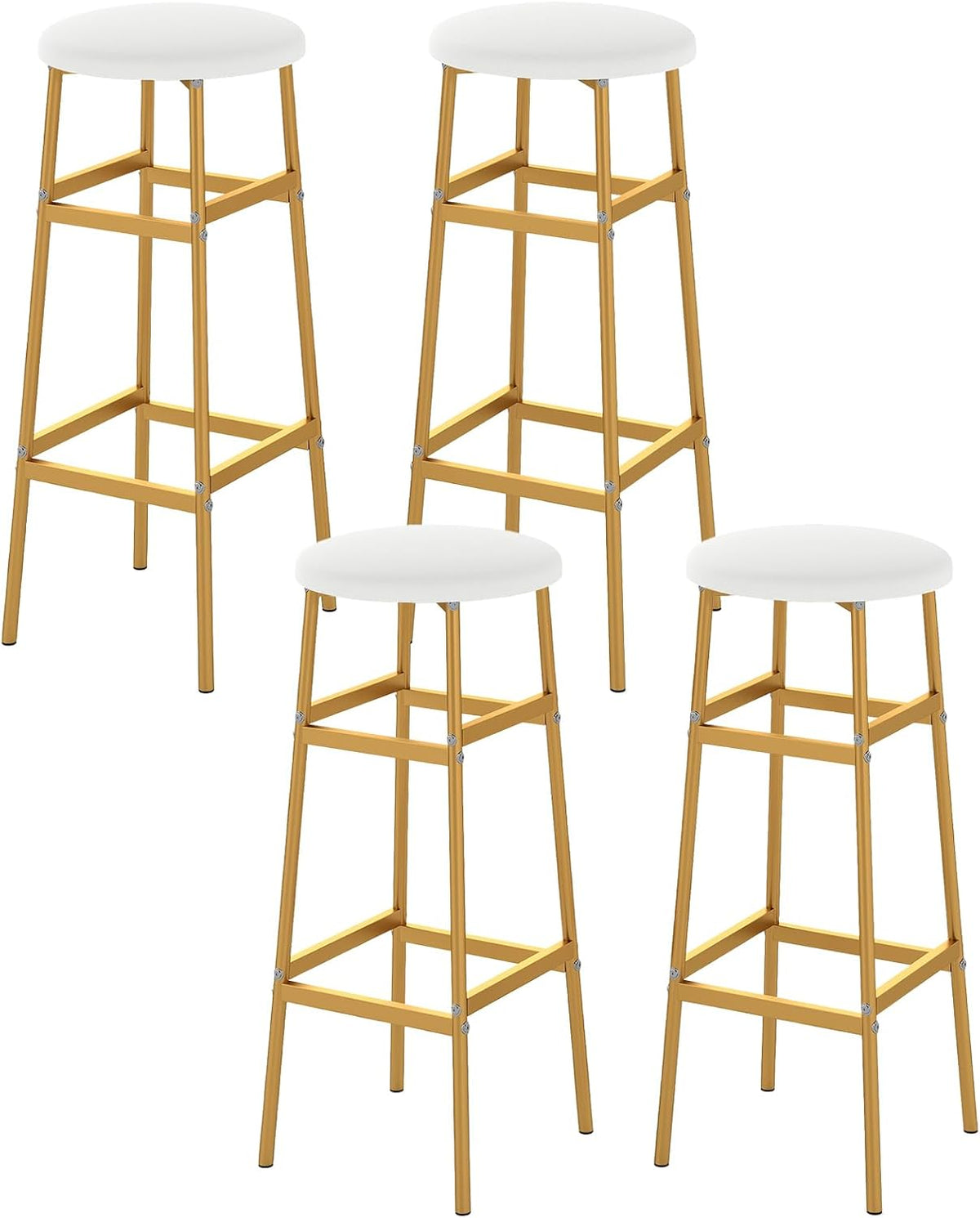 Goflame 29 Inch Bar Stools Set of 2/4 Upholstered Round Backless Bar Height Chairs with Sturdy Metal Frame and Footrest