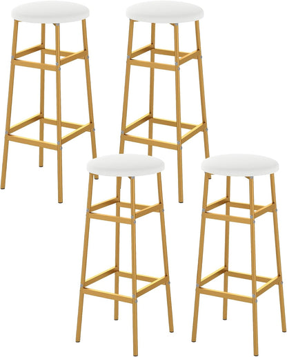 Goflame 29 Inch Bar Stools Set of 2/4 Upholstered Round Backless Bar Height Chairs with Sturdy Metal Frame and Footrest