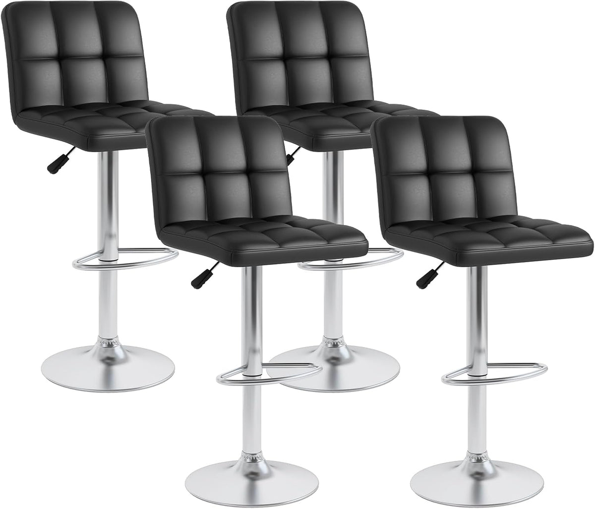 Goflame Swivel Bar Stools Set of 2/4, Upholstered Counter Height Bar Chairs with Back