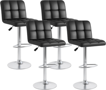 Goflame Swivel Bar Stools Set of 2/4, Upholstered Counter Height Bar Chairs with Back