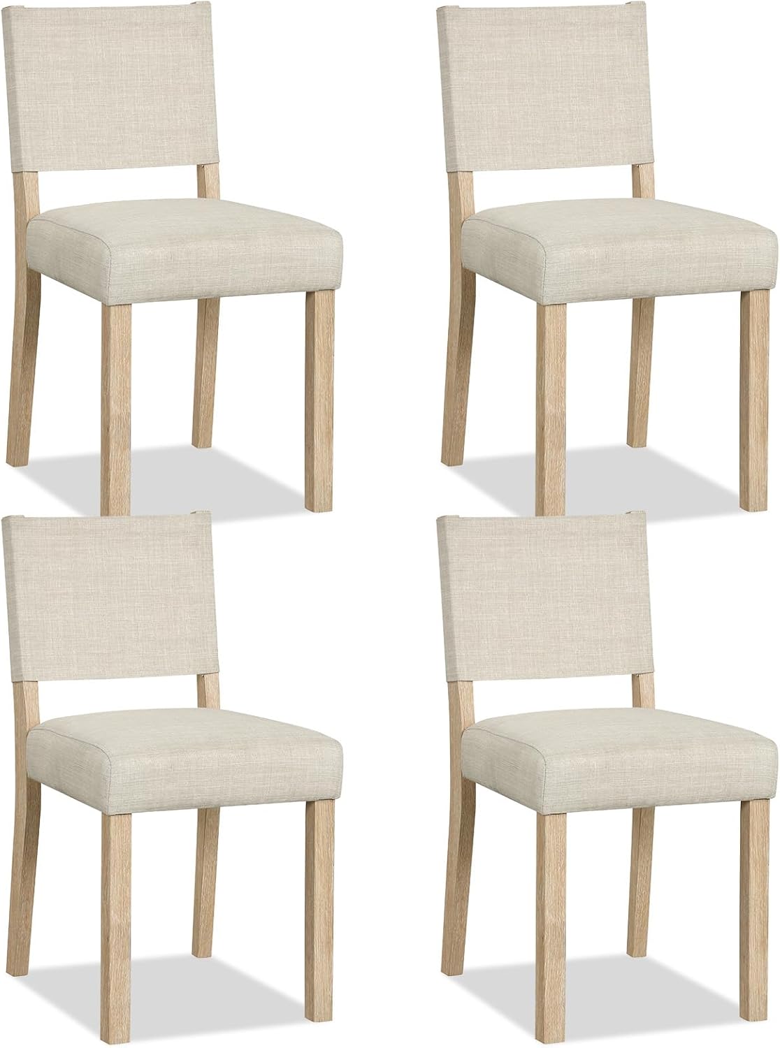 Goflame Set of 2/4 Upholstered Dining Chairs with Linen Fabric Seat