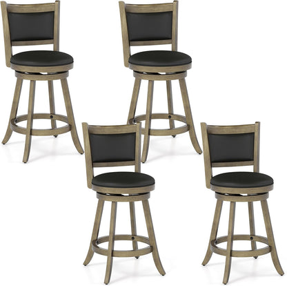 Goflame Accent Wooden Swivel Back Counter Height Bar Stool, Fabric Upholstered Design
