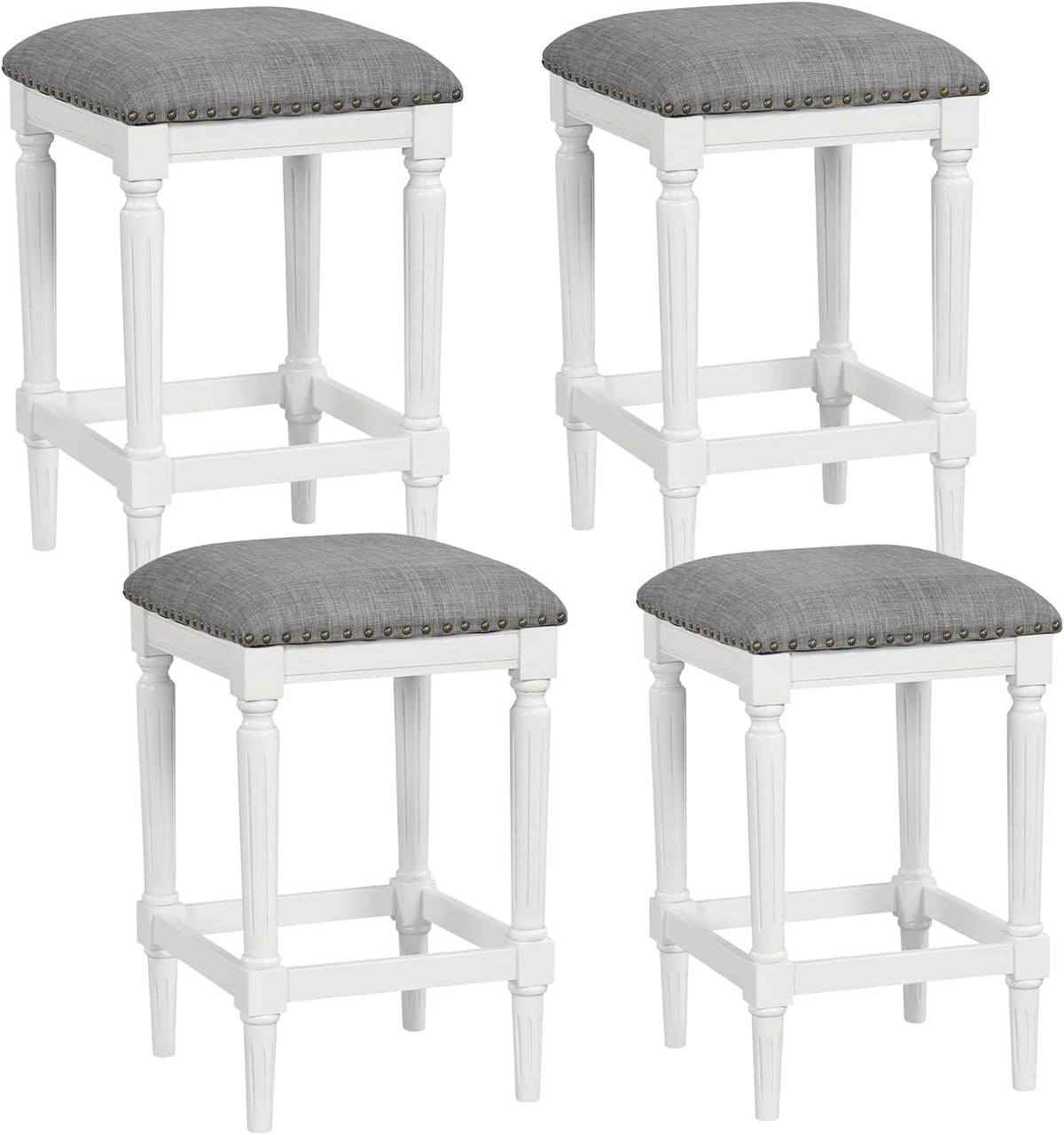 Goflame Bar Stools Set of 2, 3-Height Adjustable 19"/27"/31" Wood Barstools with Padded Seat