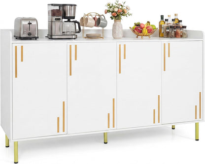 Goflame 55" Modern Buffet Cabinet with 4 Doors