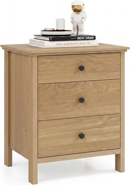 Goflame Nightstand with Drawers Solid Structure Side Table for Storage Bedroom