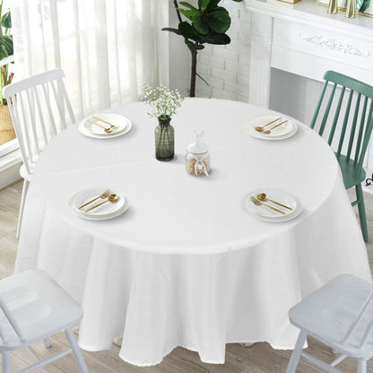 10 Pcs Round White Tablecloth 120-Inch, Premium Polyester Table Cover (White, 120") - Goflameus