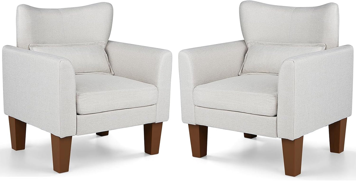 Goflame Modern Accent Chair with Removable Seat Cushion & Pillow | Upholstered Armchair w/ Strong Support Legs