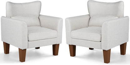 Goflame Modern Accent Chair with Removable Seat Cushion & Pillow | Upholstered Armchair w/ Strong Support Legs
