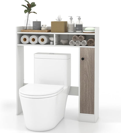 Goflame Over-The-Toilet Storage Rack, Bathroom Freestanding Space Saver with 1-Door Side Storage Cabinet