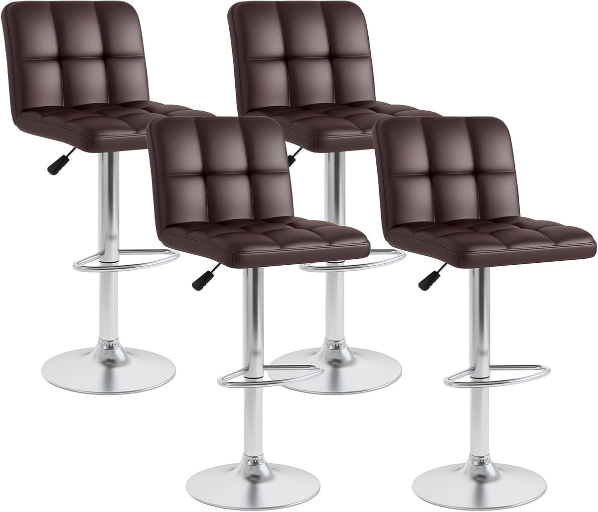 Goflame Swivel Bar Stools Set of 2/4, Upholstered Counter Height Bar Chairs with Back