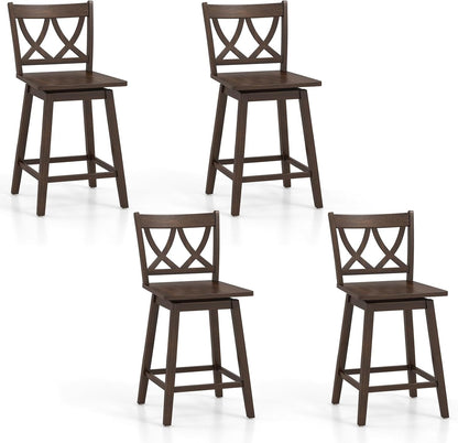 Goflame 24" Bar Stools Set of 2/4, Swivel Wooden Bar Chairs with Rubber Wood Frame, Dark Grey