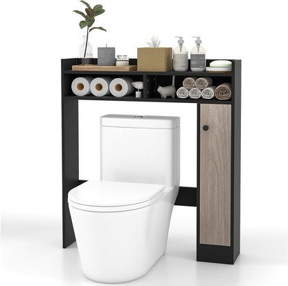Goflame Over-The-Toilet Storage Rack, Bathroom Freestanding Space Saver with 1-Door Side Storage Cabinet