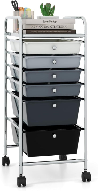 Goflame 6 Storage Drawer Cart Rolling Organizer Cart for Tools