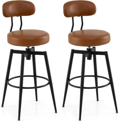 Goflame Swivel Barstools Set of 2/4 Faux Leather 31 Inch Bar Height Stools w/Upholstered Seat & Back