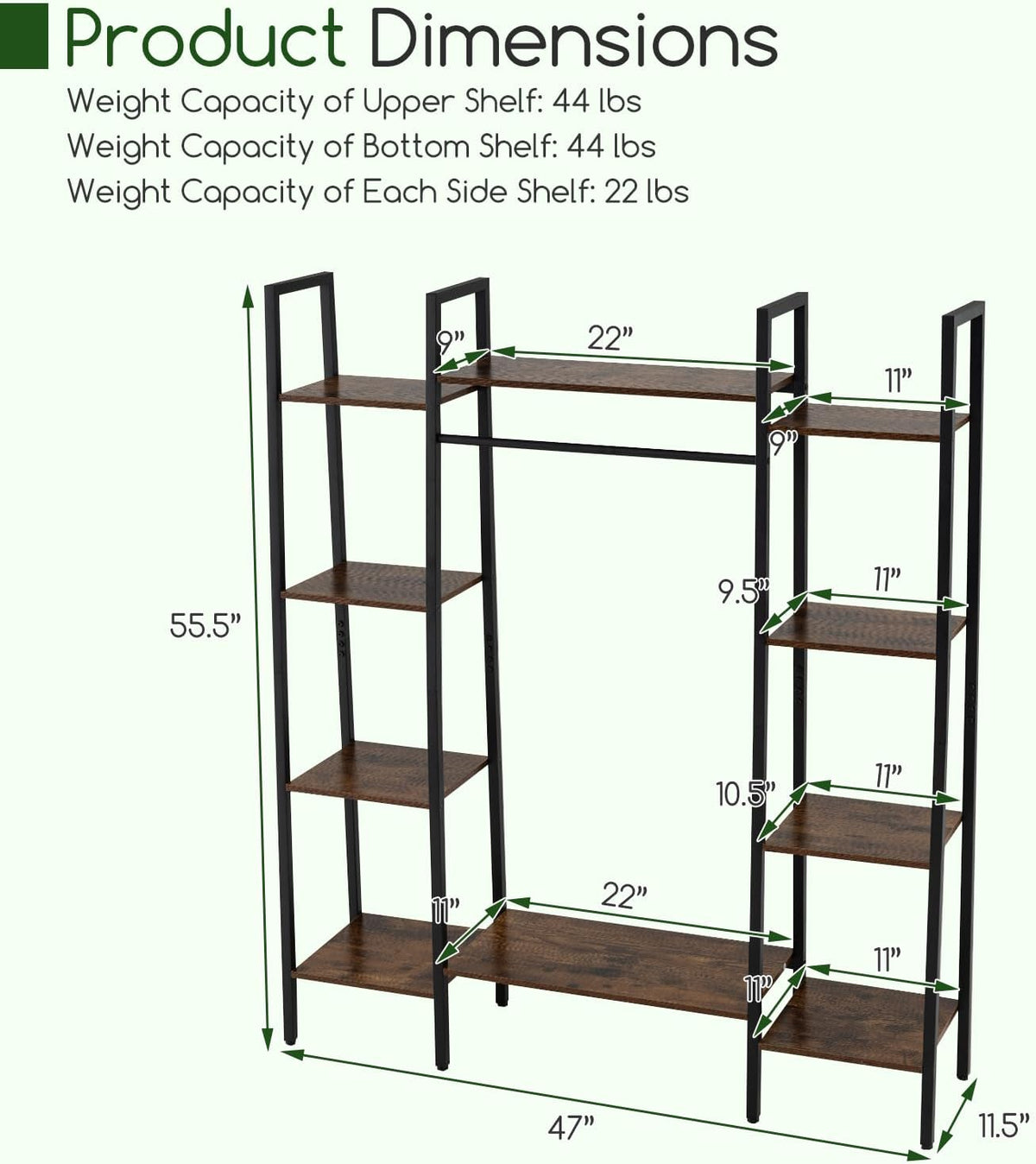 GOFLAME 55.5” Tall Plant Stand with 16 Colors LED Lights